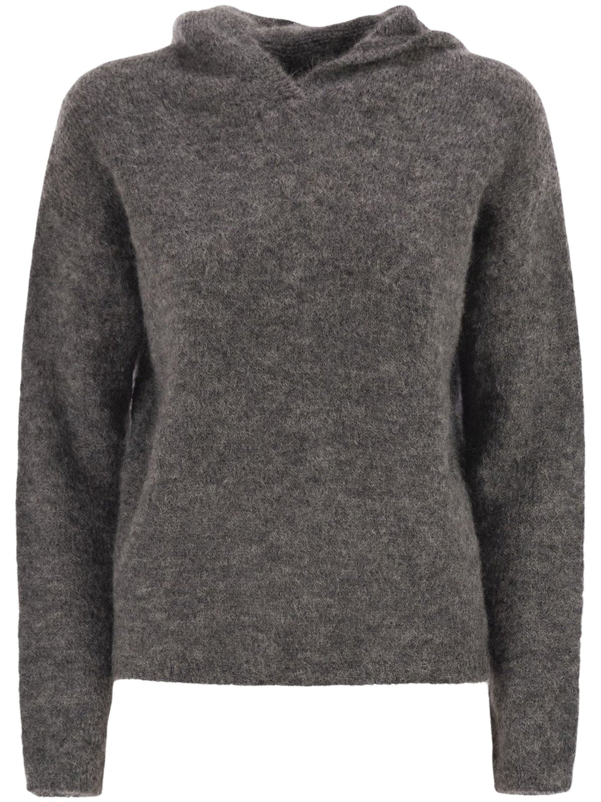 Asymmetrical Hooded Wool Sweater