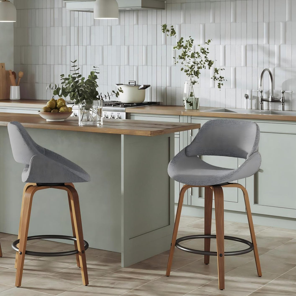 Modern Upholstered Kitchen Counter Chairs  Set of 2