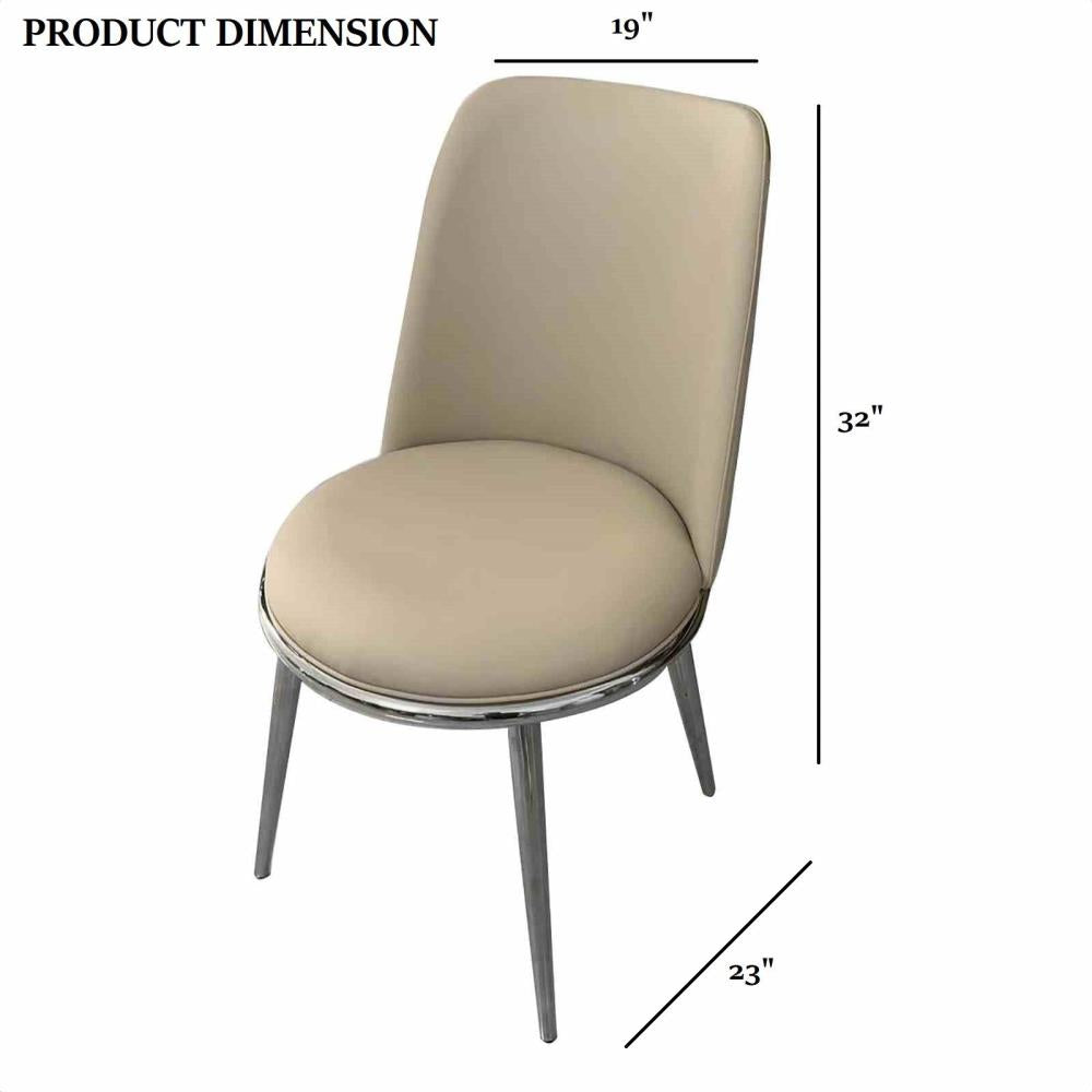 Set of 2 Contemporary Dining Chairs with Round Upholstered Seats