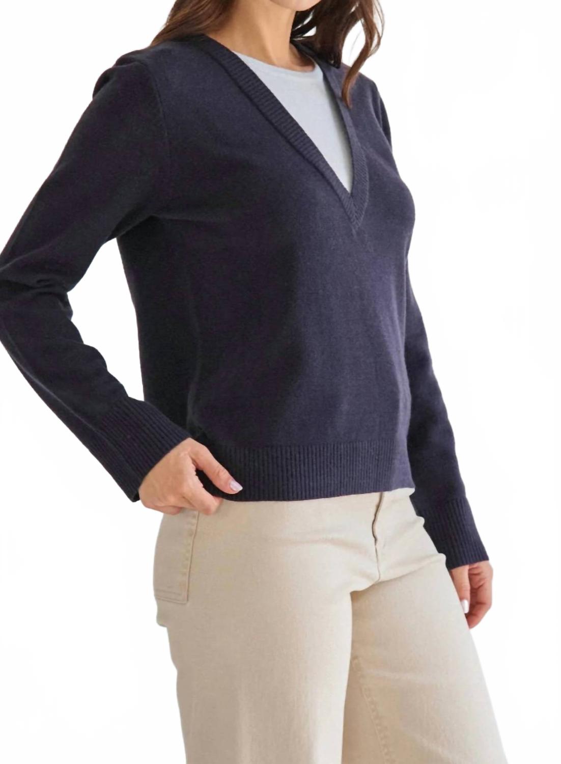 Layered Look Sweater In Navy