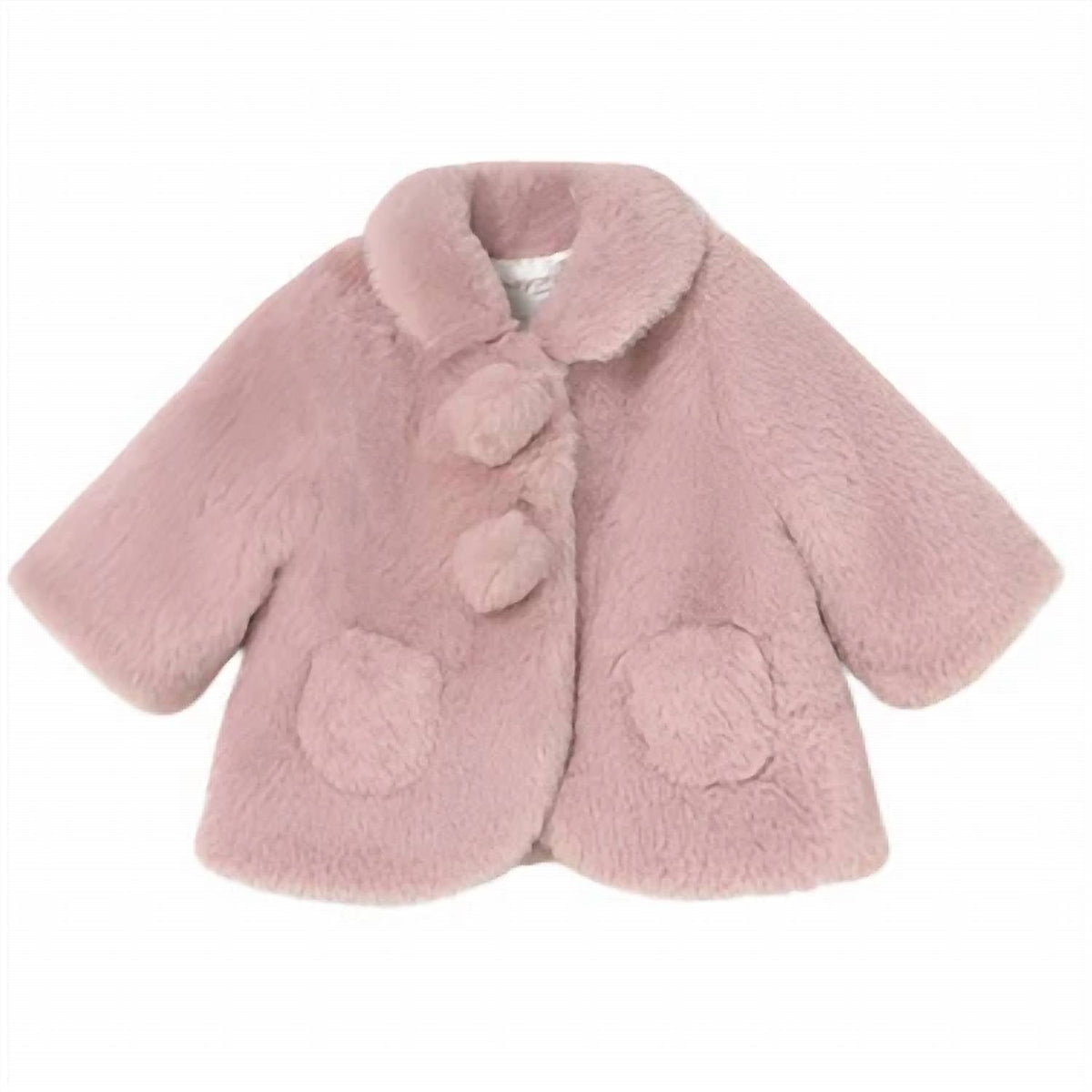 Baby Collared Faux Fur Coat In Pink