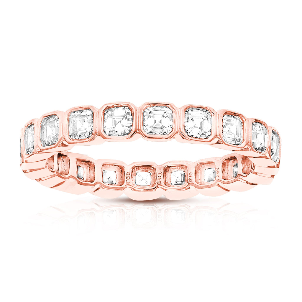 3 cttw Asscher Lab Grown Diamond Eternity Ring Wedding Band in 14K Rose Gold For Women