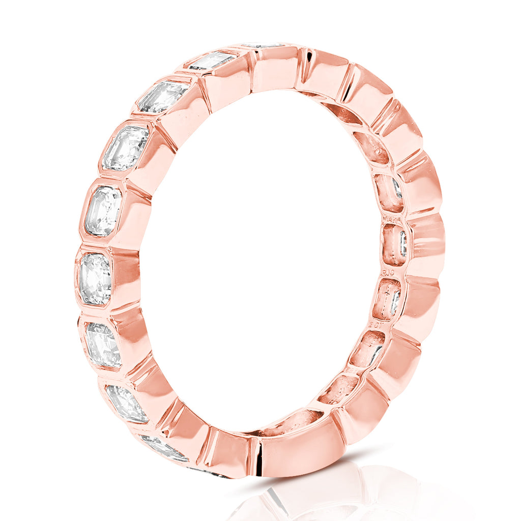 3 cttw Asscher Lab Grown Diamond Eternity Ring Wedding Band in 14K Rose Gold For Women