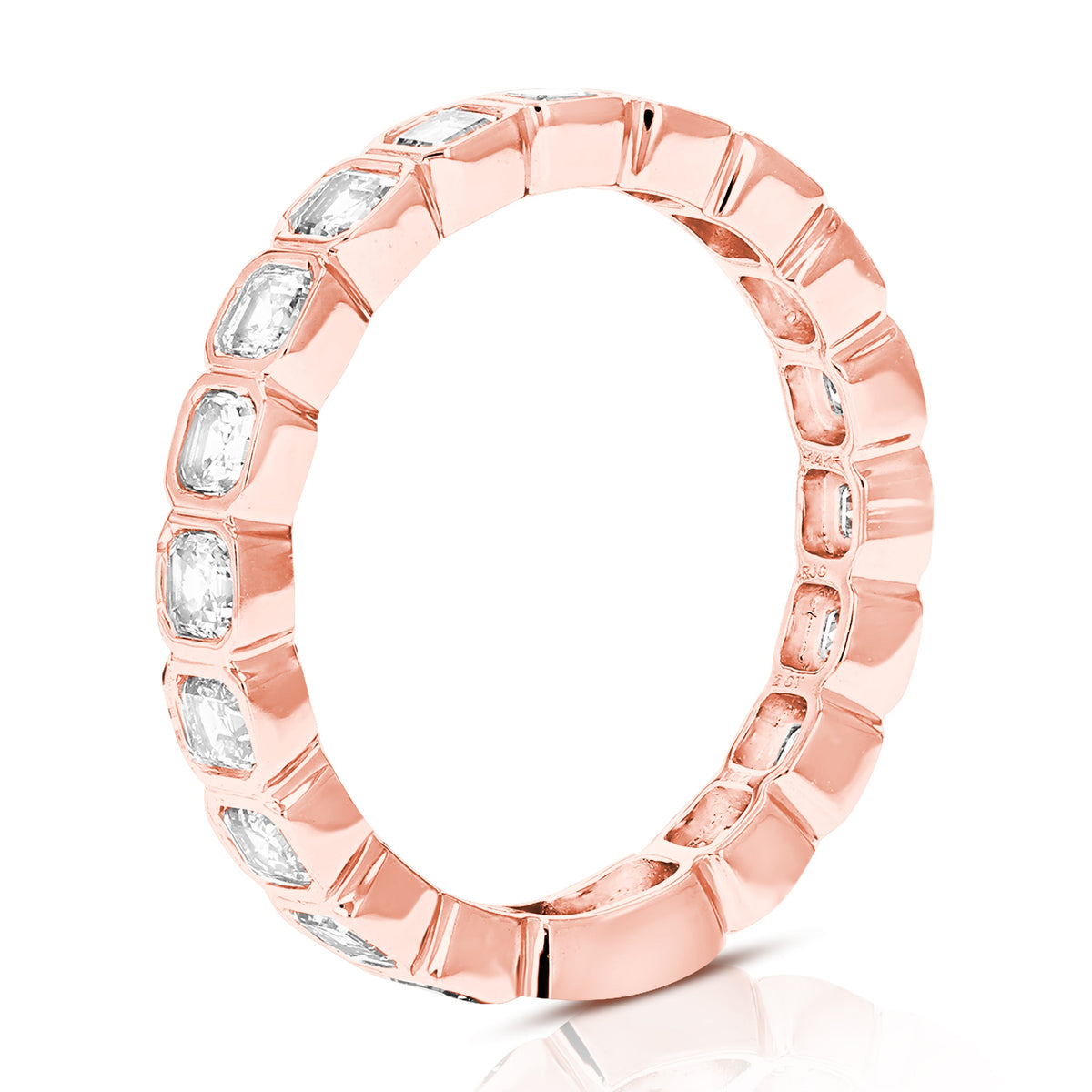 3 cttw Asscher Lab Grown Diamond Eternity Ring Wedding Band in 14K Rose Gold For Women