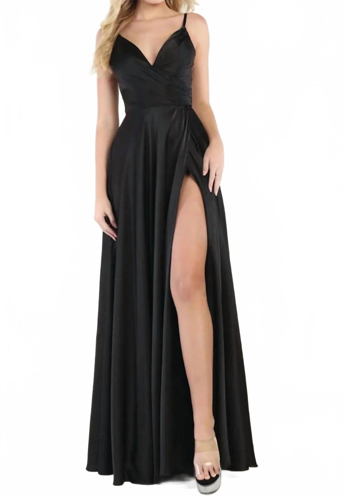 Sleeveless A-Line Maxi Dress In Black
