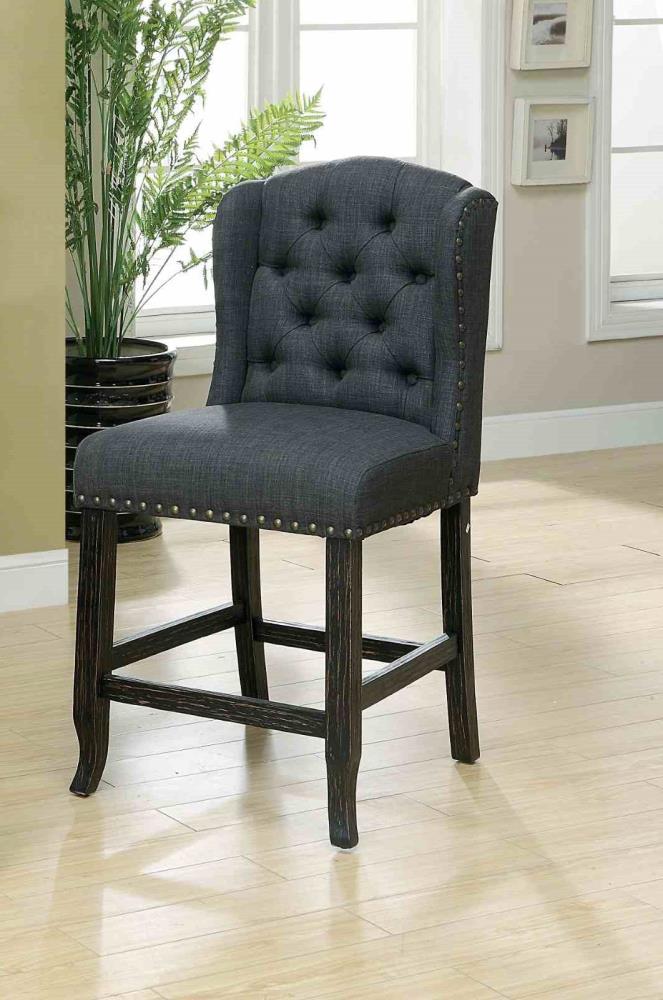 Upholstered Counter Stools with Decorative Nailhead Trim