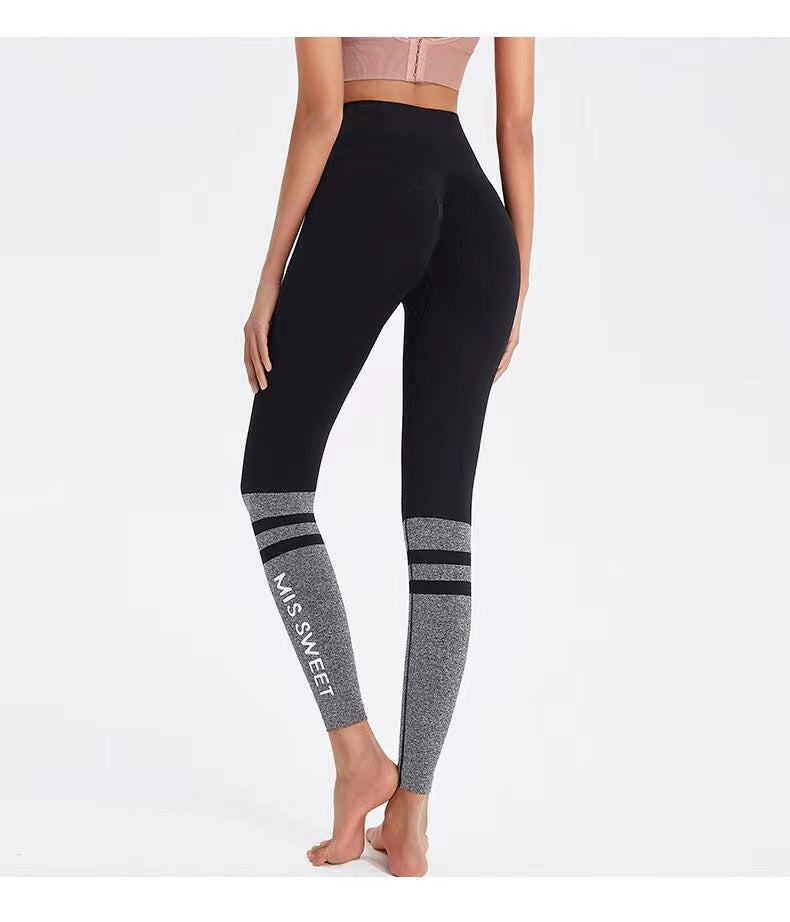 Letter Hip Fitness Training Pant Charming Black