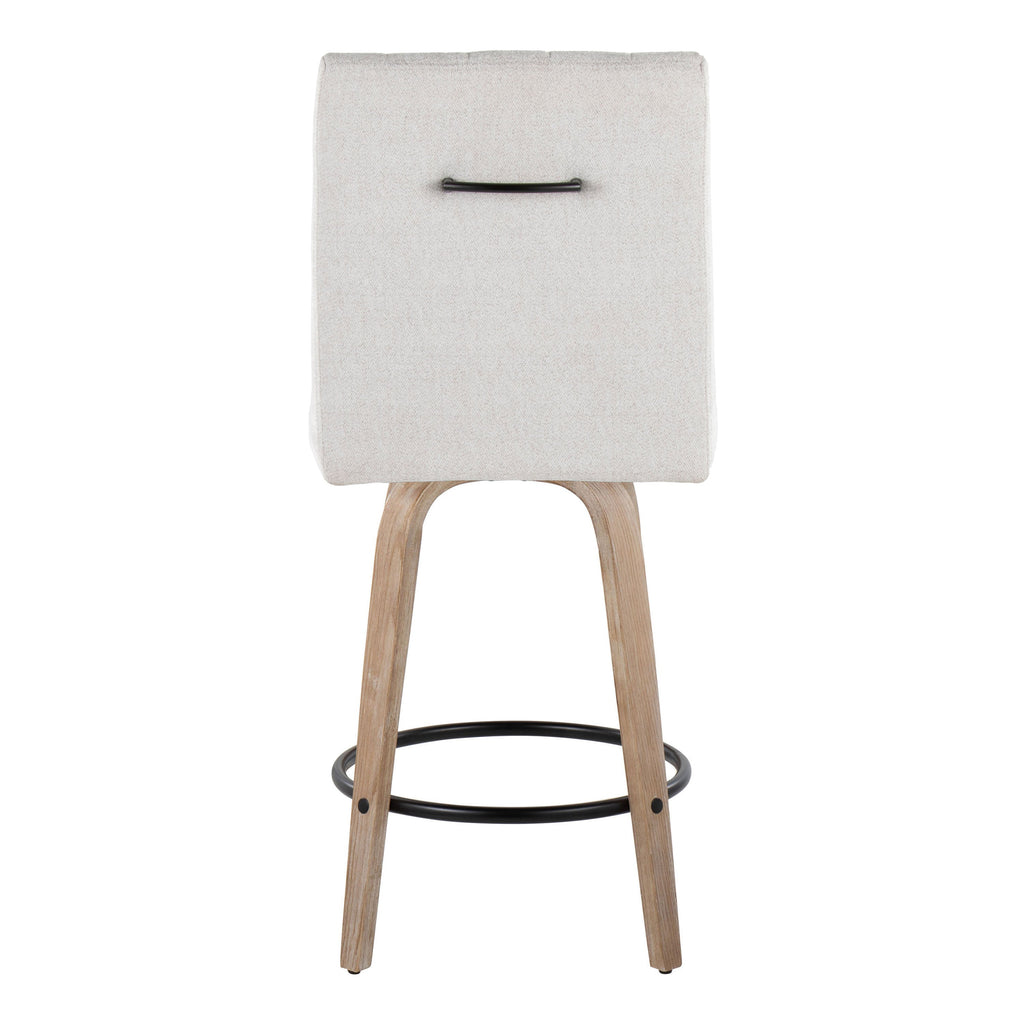 Pair of Cushioned Counter Stools with Round Footrests