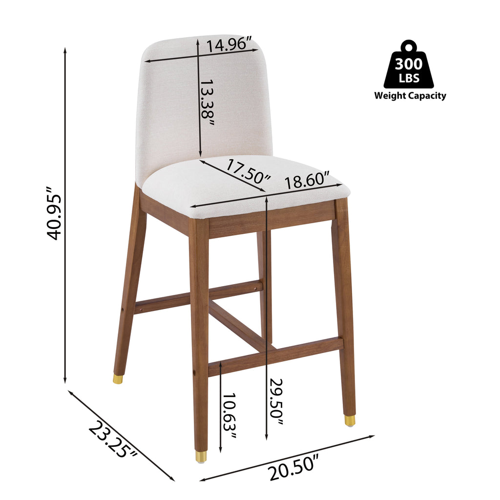 Set of 2 Mid-Century Rubberwood Bar Stools