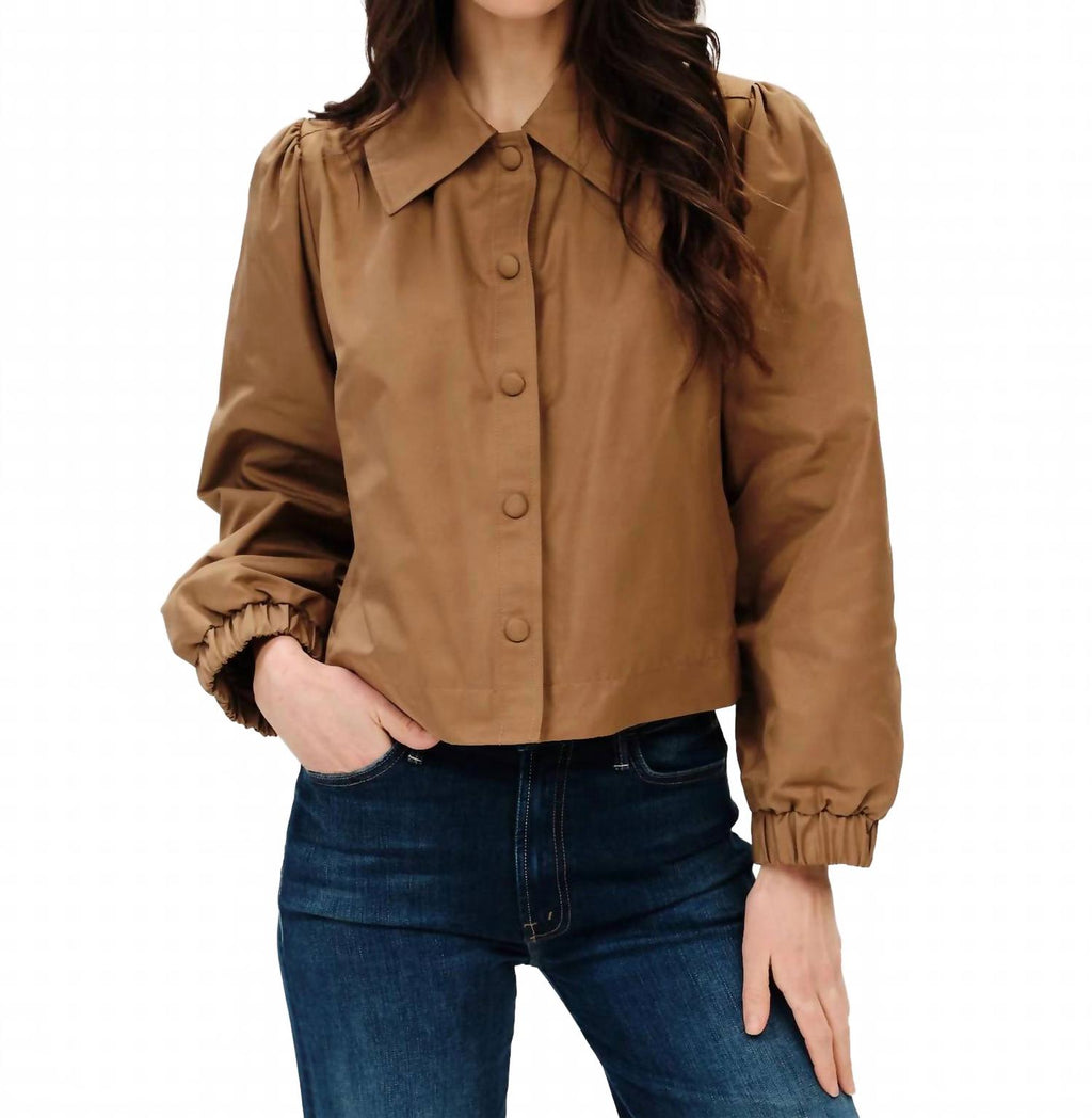 Dramatic Collar Blouson Jacket In Toffee
