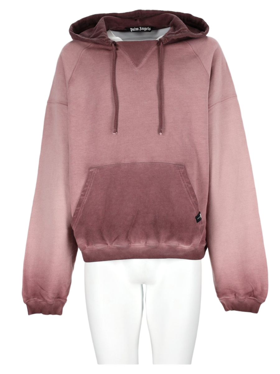 Mauve Gradient Graphic Kangaroo Pocket Cotton Hoodie