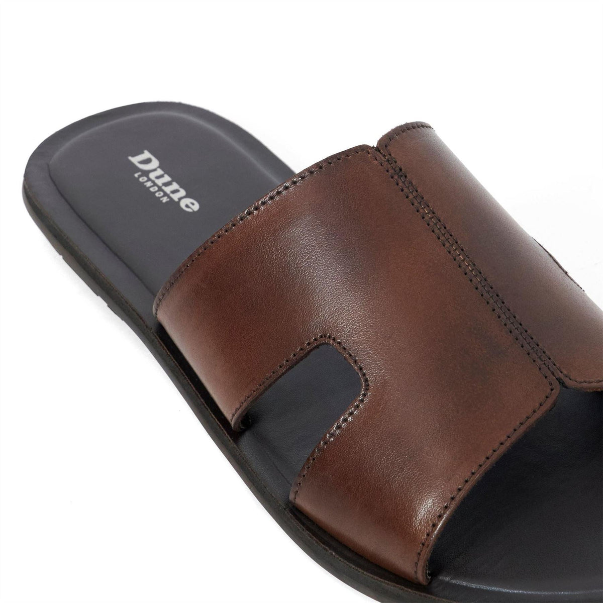 Dune Men's Itos Leather Flat Sandals Open Toe Flat Sandals
