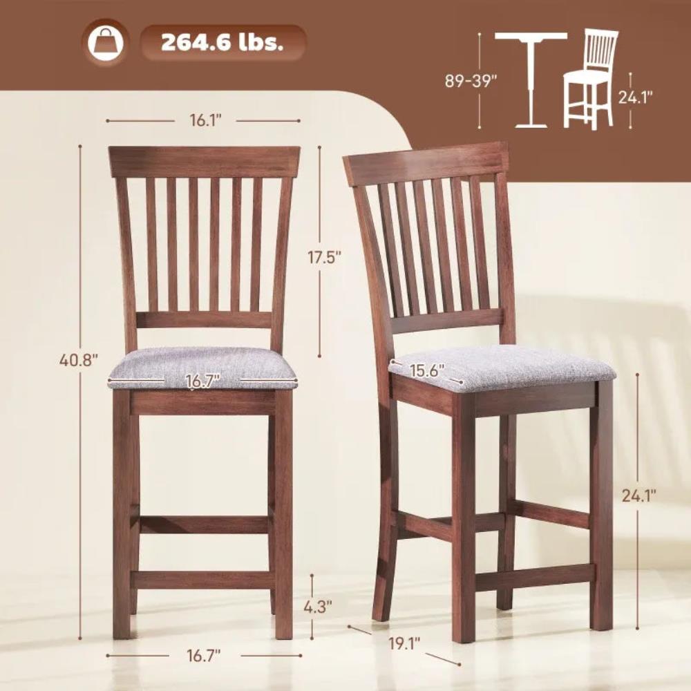 Set of 2 Modern High-Back Counter Stools for Kitchen Islands and Casual Dining