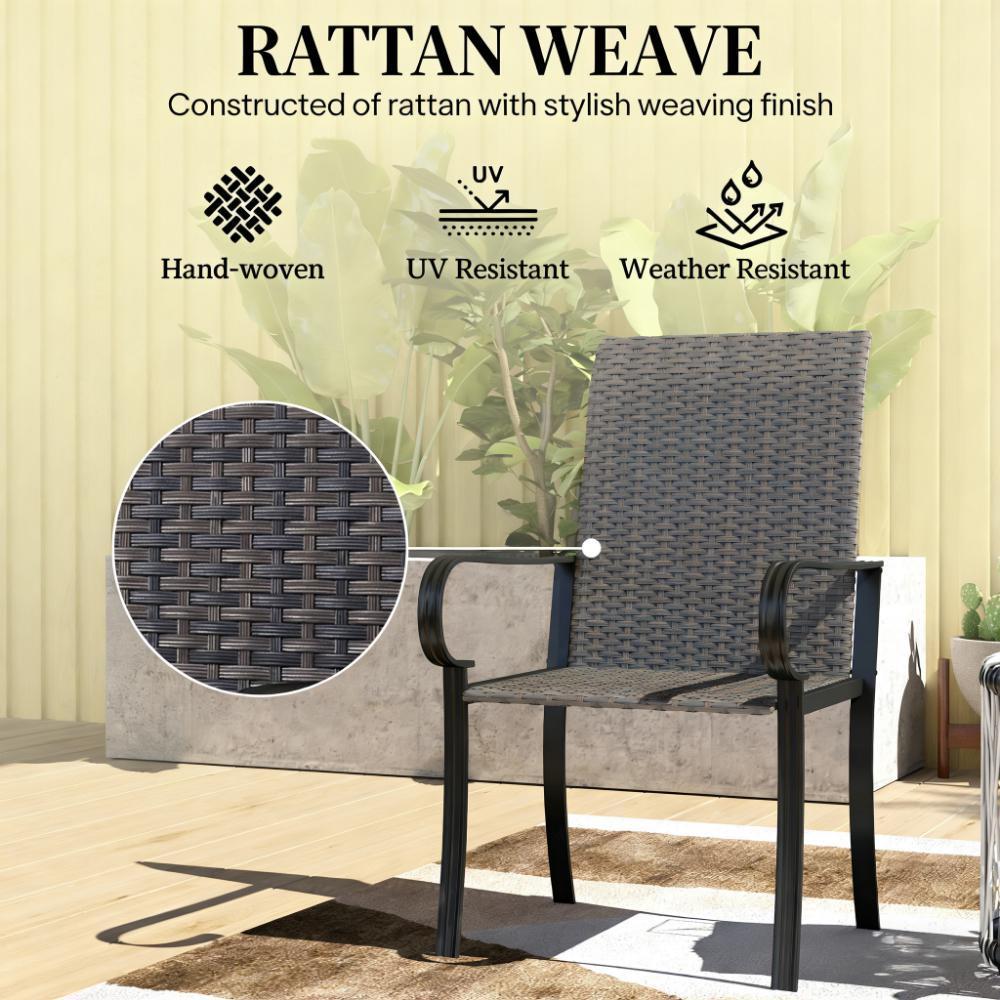 Modern Dining Chairs with Woven Backs and Sturdy Metal Frames