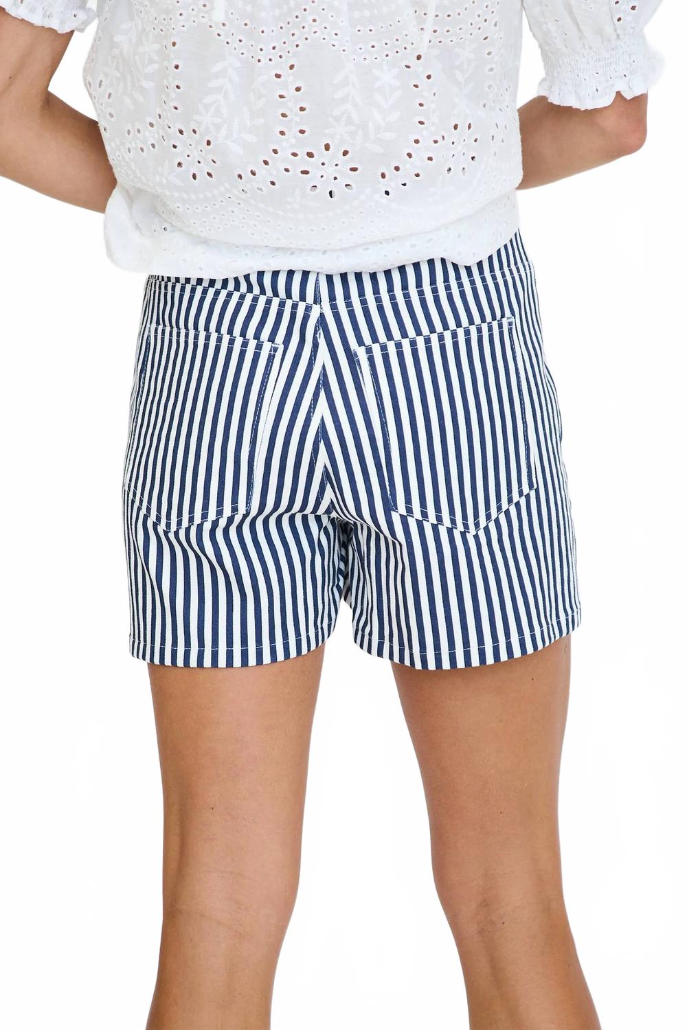 Striped High Waisted Shorts In Navy