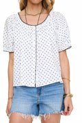 Zoe Polka Dot Blouse In Off-White