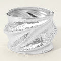 Wide Hammered Metal Abstract Hinged Bangle Bracelet