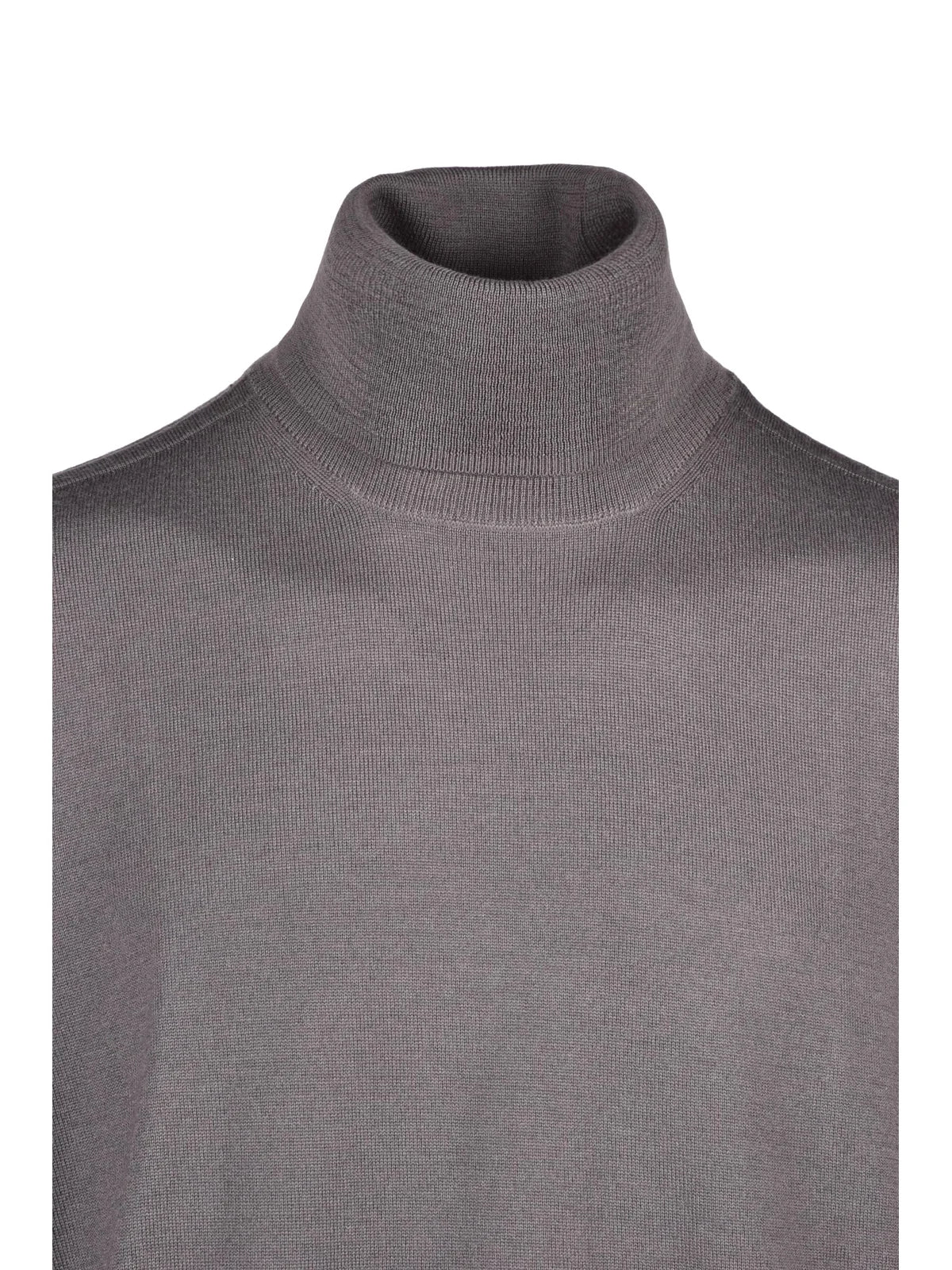 Grey Acrylic Virgin Wool-Blend Crewneck Sweater