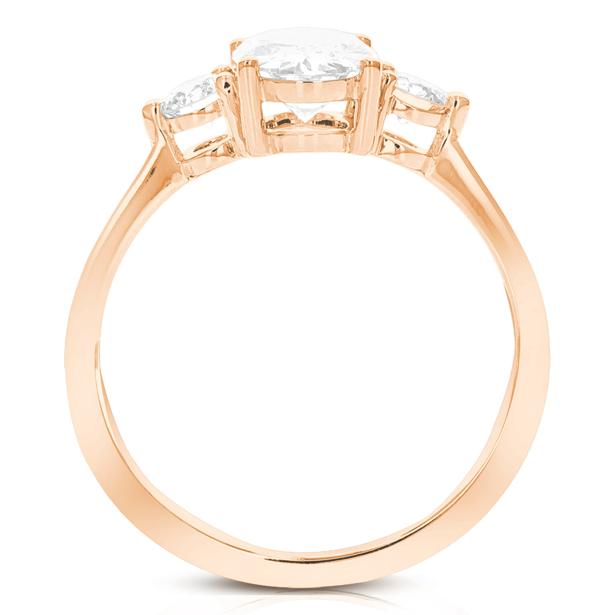 1.25 cttw Oval Lab Grown Diamond 3 Stone Engagement Ring in 14K Rose Gold For Women