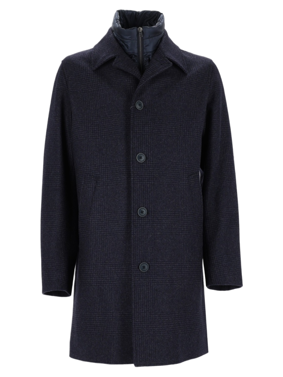 Tailored Dark Blue Zip-Layer Coat
