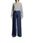 Perros Soft Wide-Leg Denim Jeans In Dark Wash