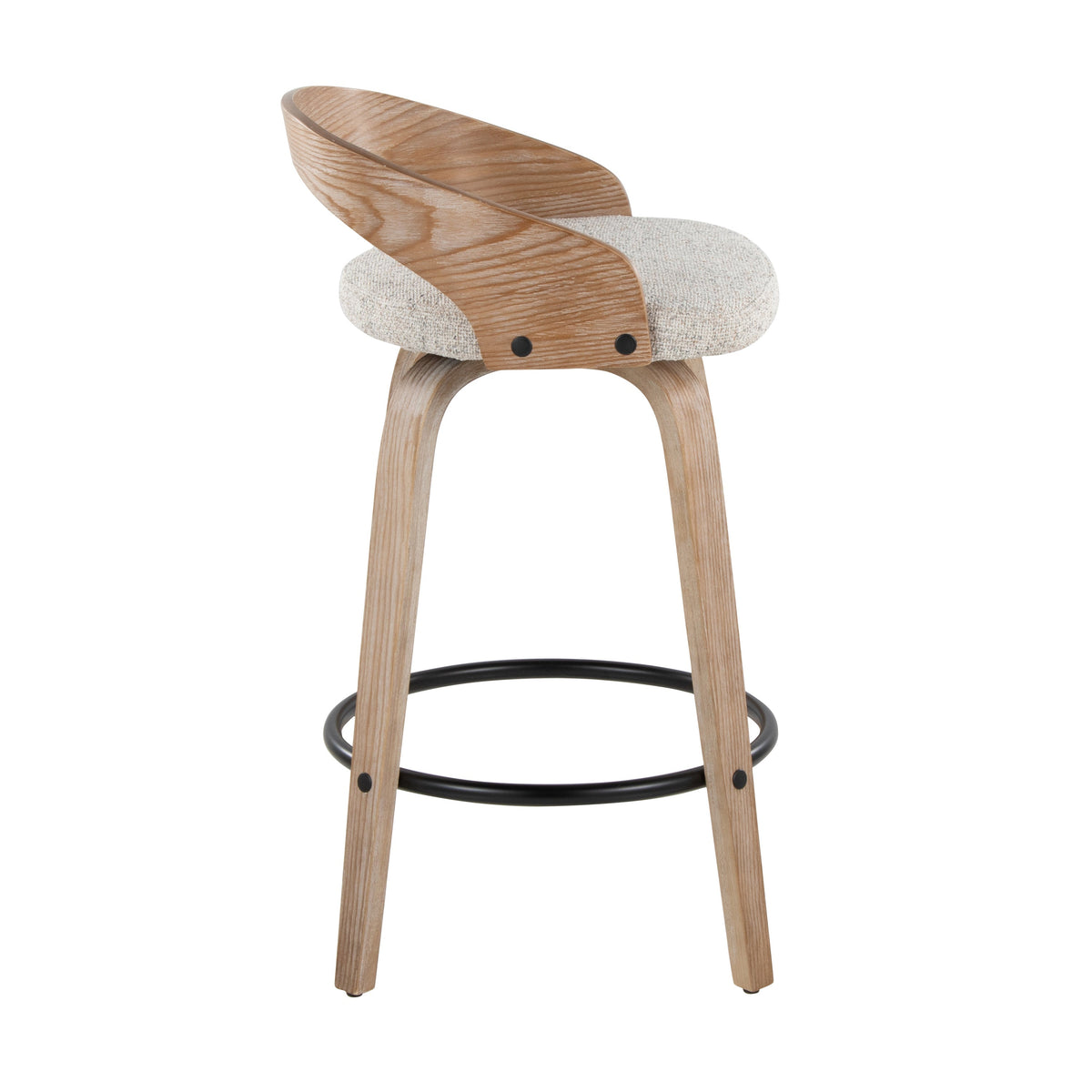 Wooden Frame Swivel Chairs with Metal Footrests