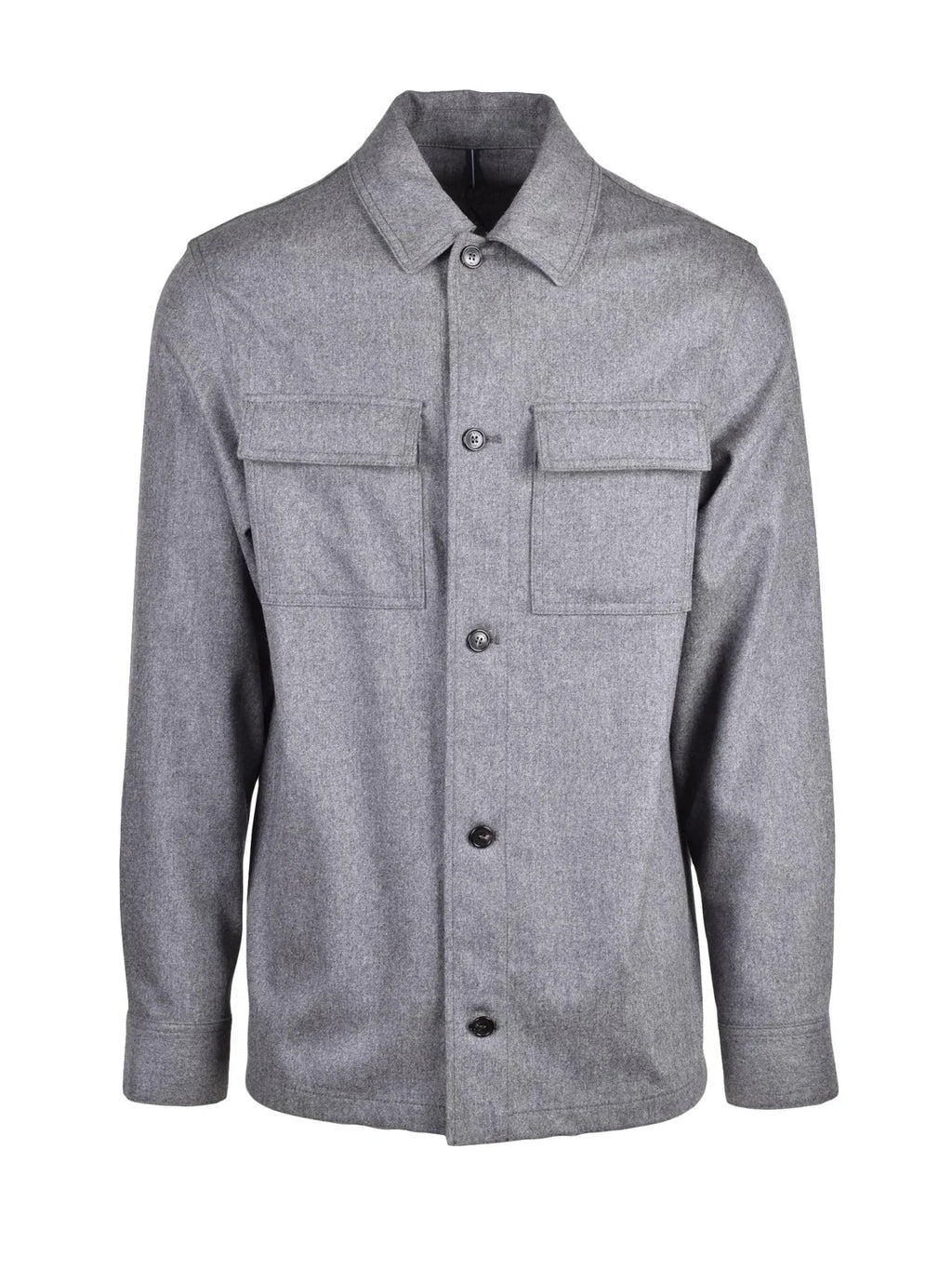 Grey Tailored Virgin Wool-Cashmere Shirt