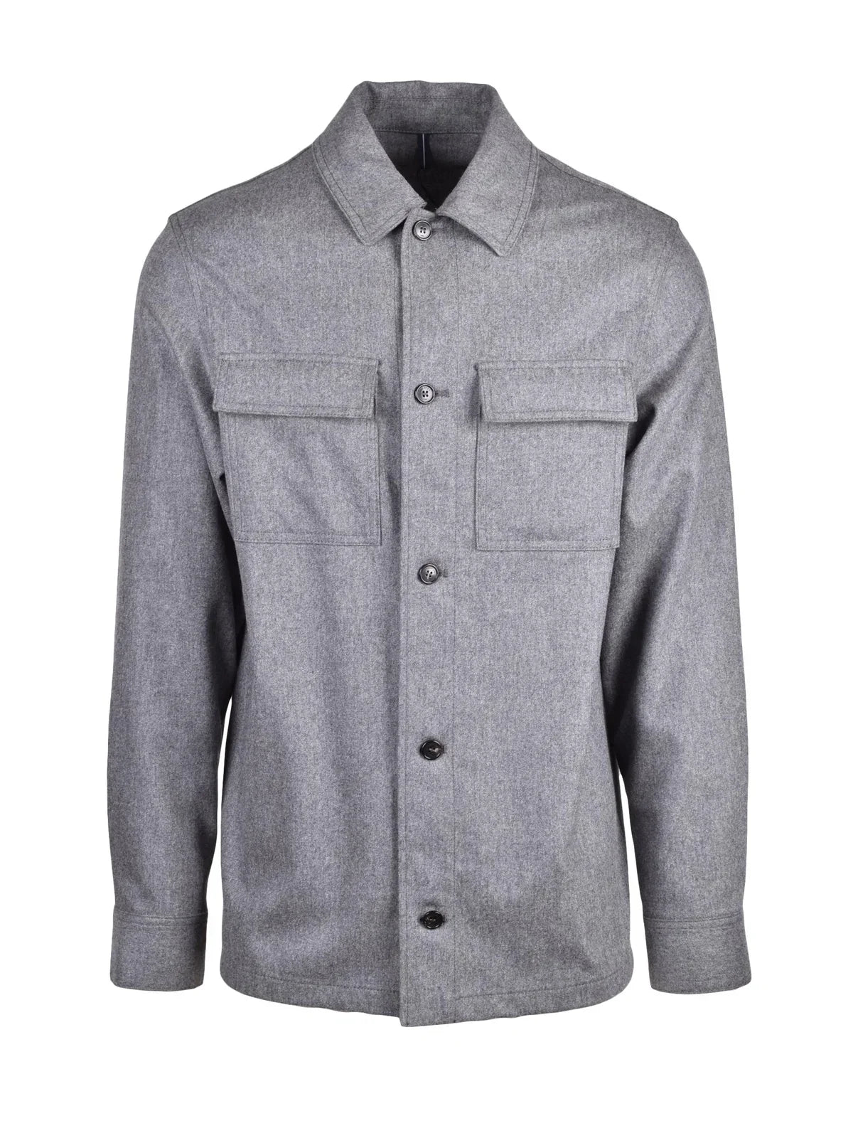 Grey Tailored Virgin Wool-Cashmere Shirt