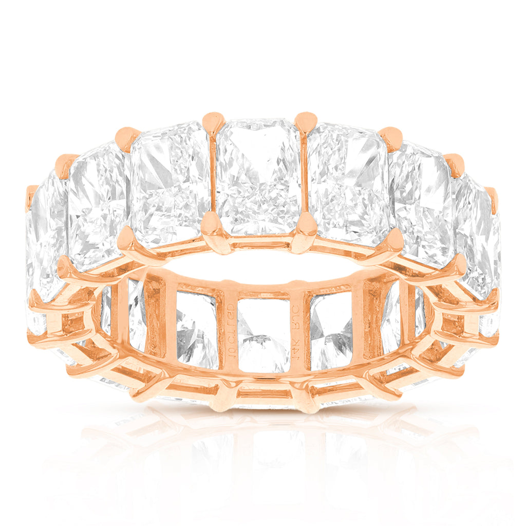 10 cttw Radiant Lab Grown Diamond Eternity Ring Wedding Band in 14K Rose Gold For Women