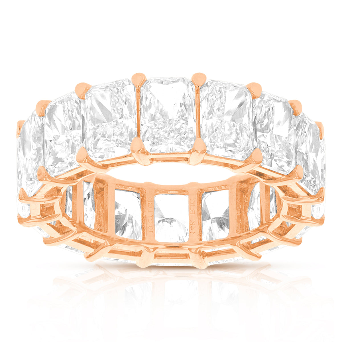 10 cttw Radiant Lab Grown Diamond Eternity Ring Wedding Band in 14K Rose Gold For Women