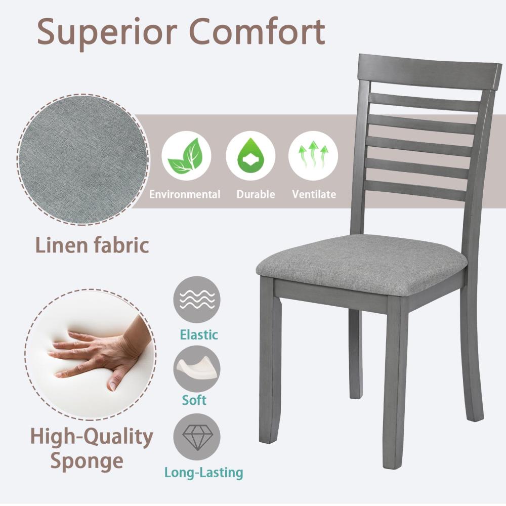 Rubberwood Dining Chair Set with Curved Backrests