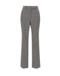 Grey Wool Pressed Crease Straight-Leg Pants