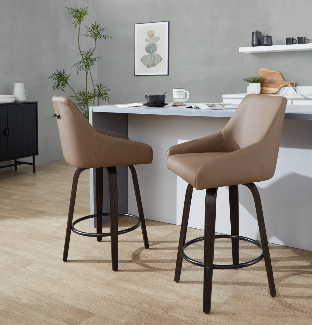 Set of 2 Swivel Counter Stools with Footrests