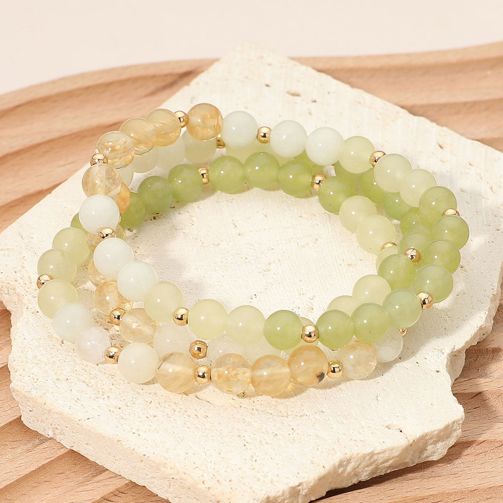 3PCS - Round Beaded Stretch Multi Layered Bracelets