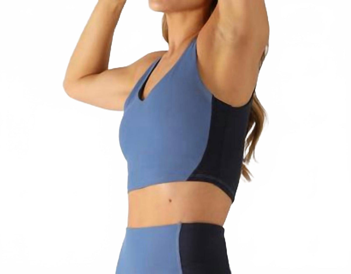 Fusion Sports Bra In Washed Blue/navy