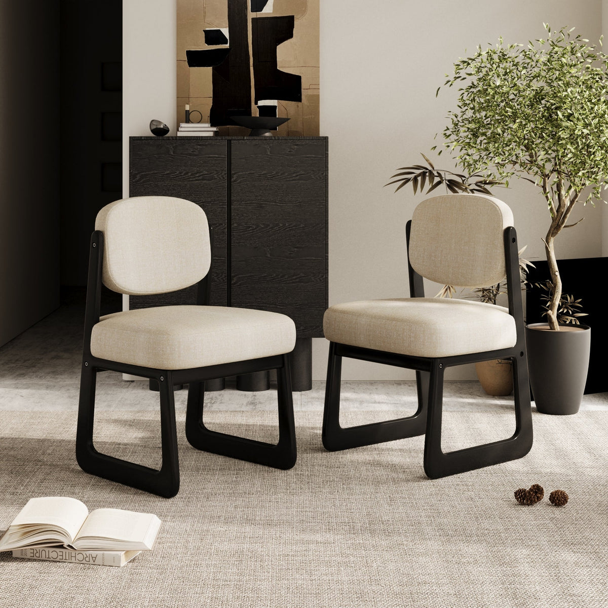 Solid Wood Upholstered Dining Chairs