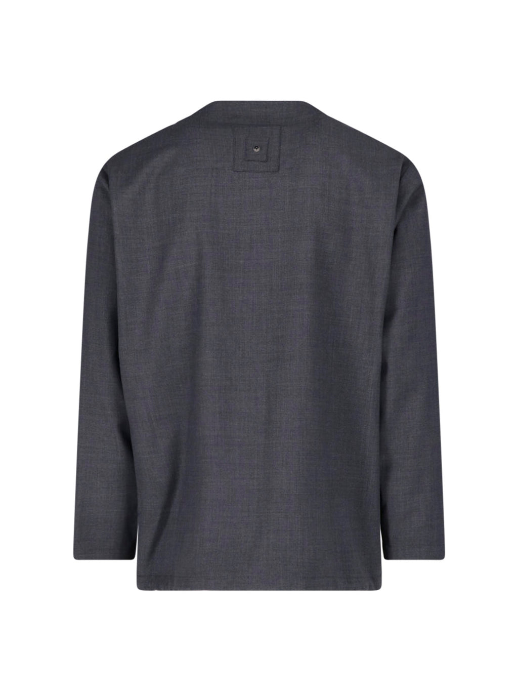 Grey Wool-Blend V-Neck Blazer