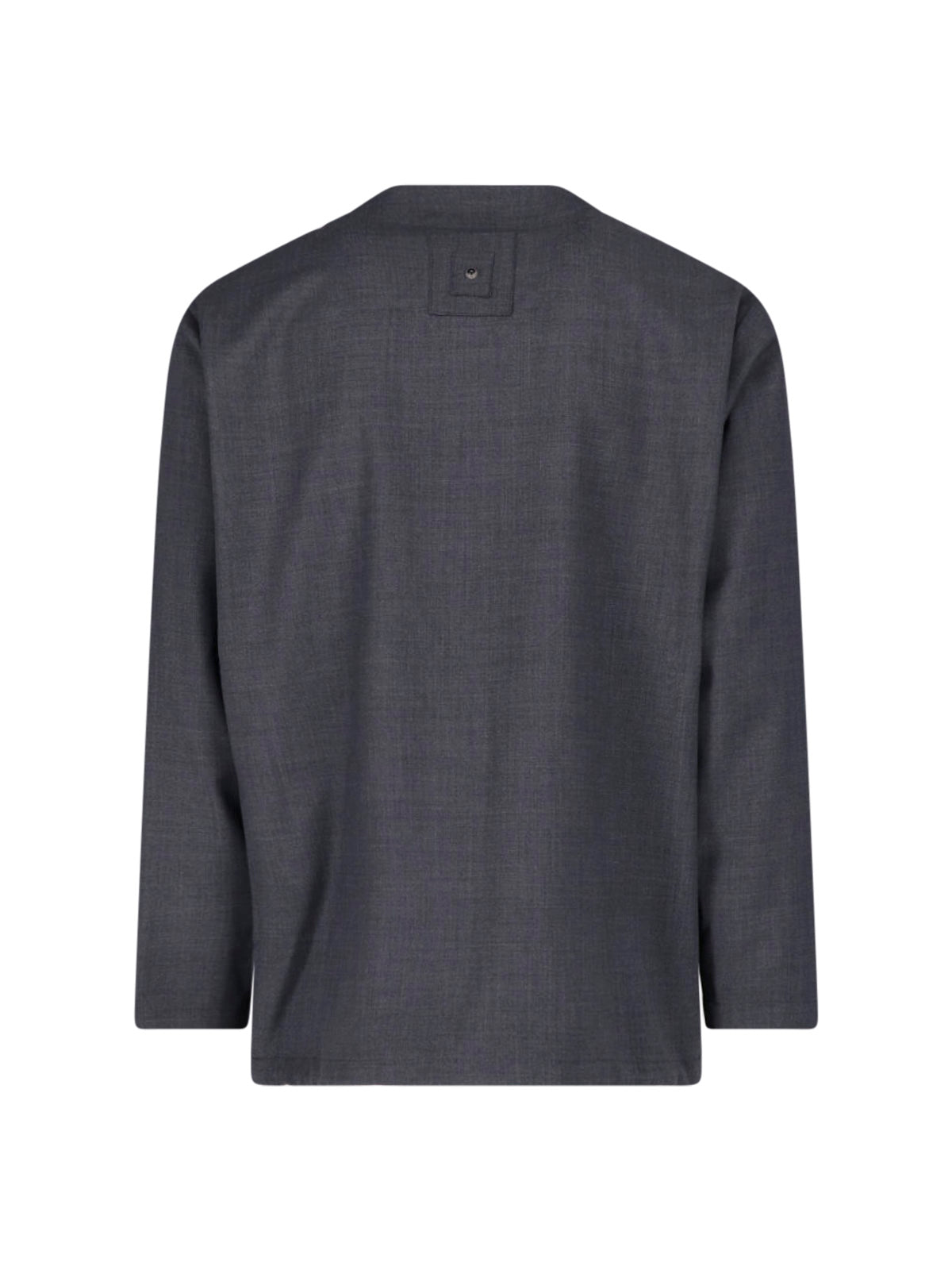 Grey Wool-Blend V-Neck Blazer