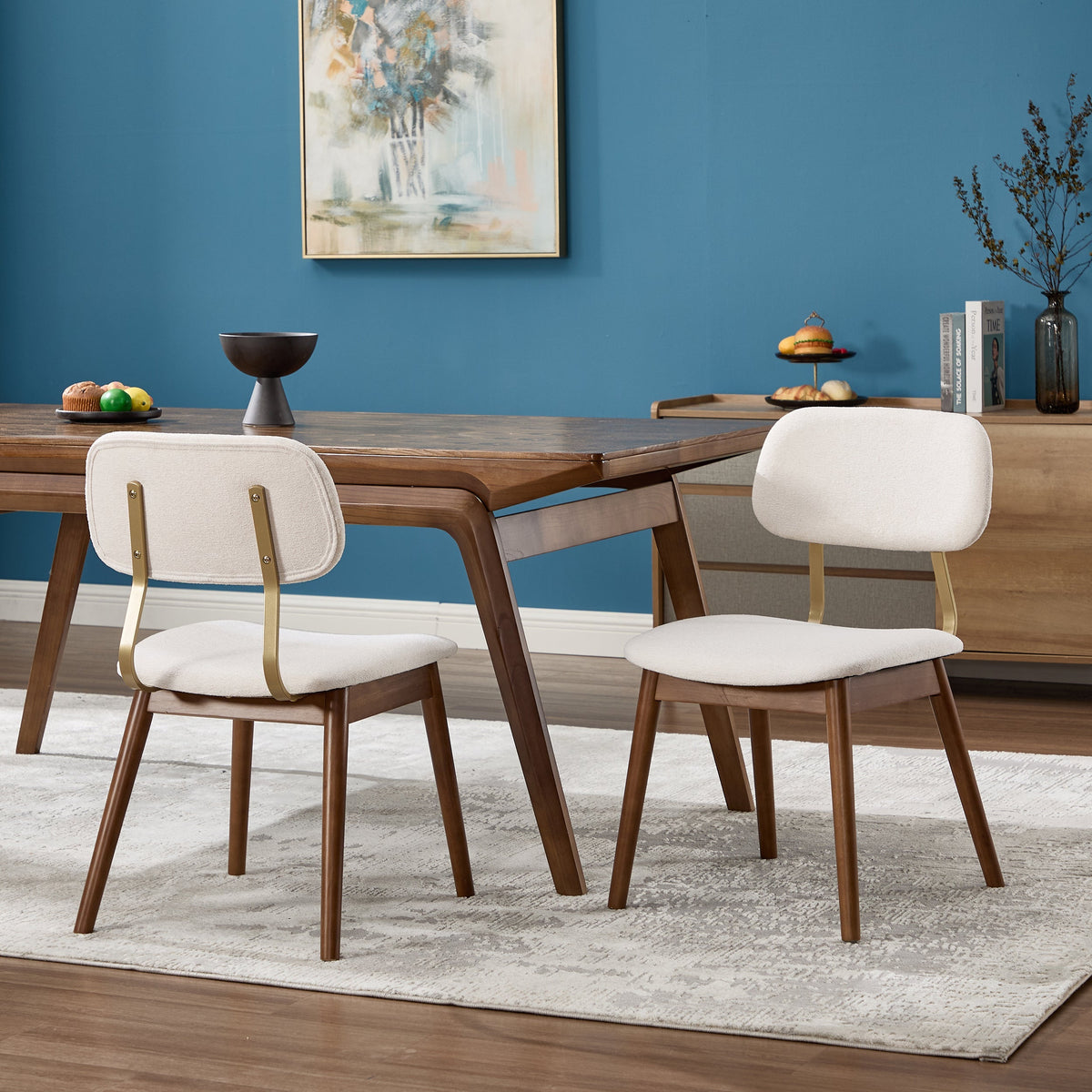 Set of 2 Wooden Upholstered Dining Chairs