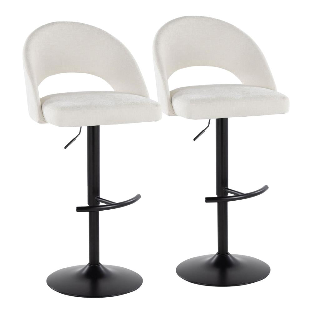 Set of 2 Swivel Counter Stools with Supportive Backrests and Rounded Footrest Design