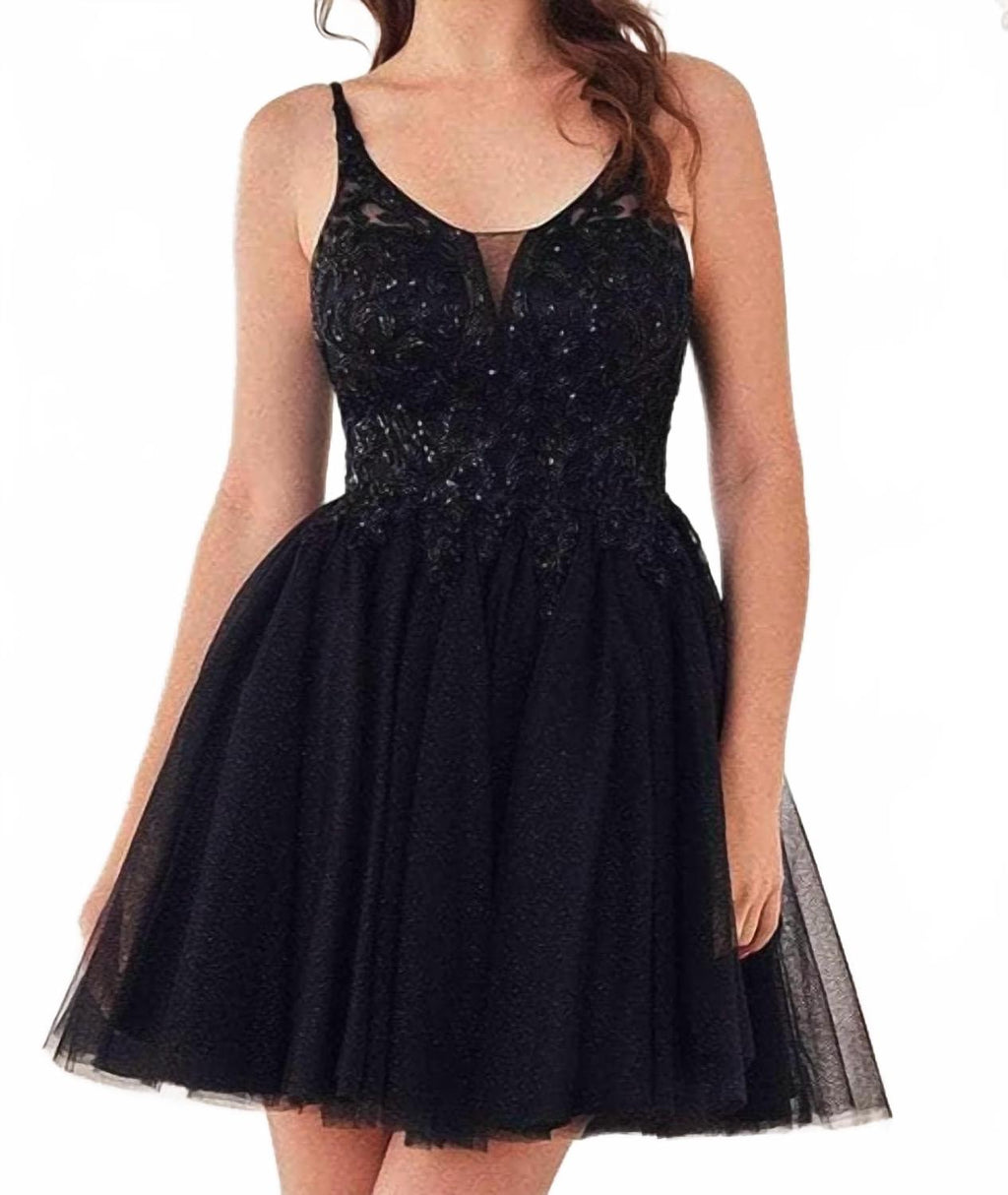 Glitter Cocktail Mini Dress - Plus In Black