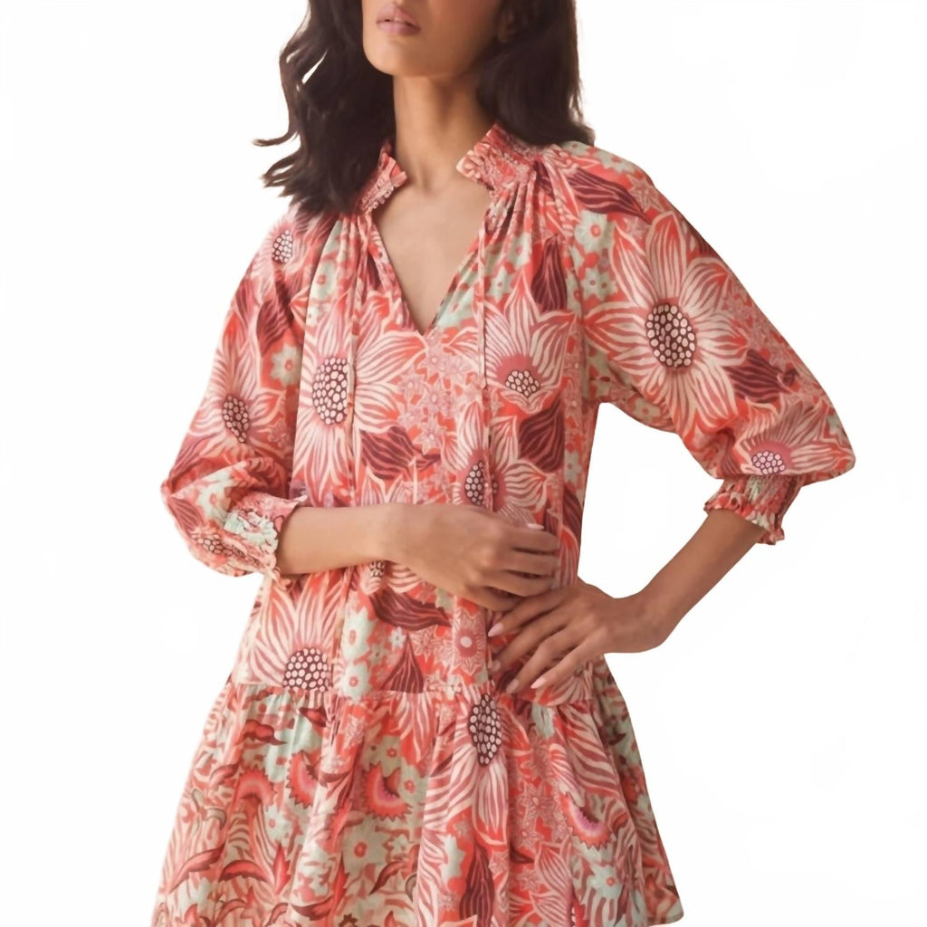Ellie Mini Dress In Rosalie Pamplemousse