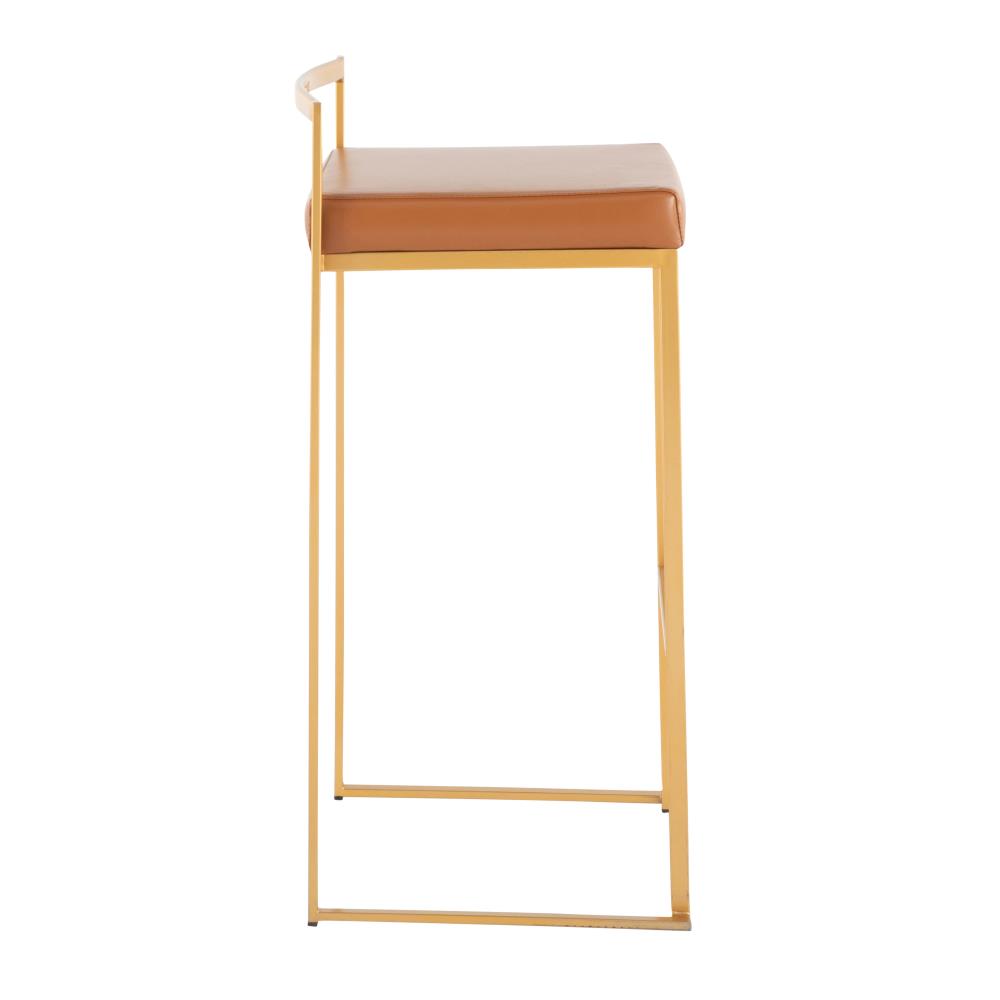 Modern Faux Leather Barstools with Padded Seats