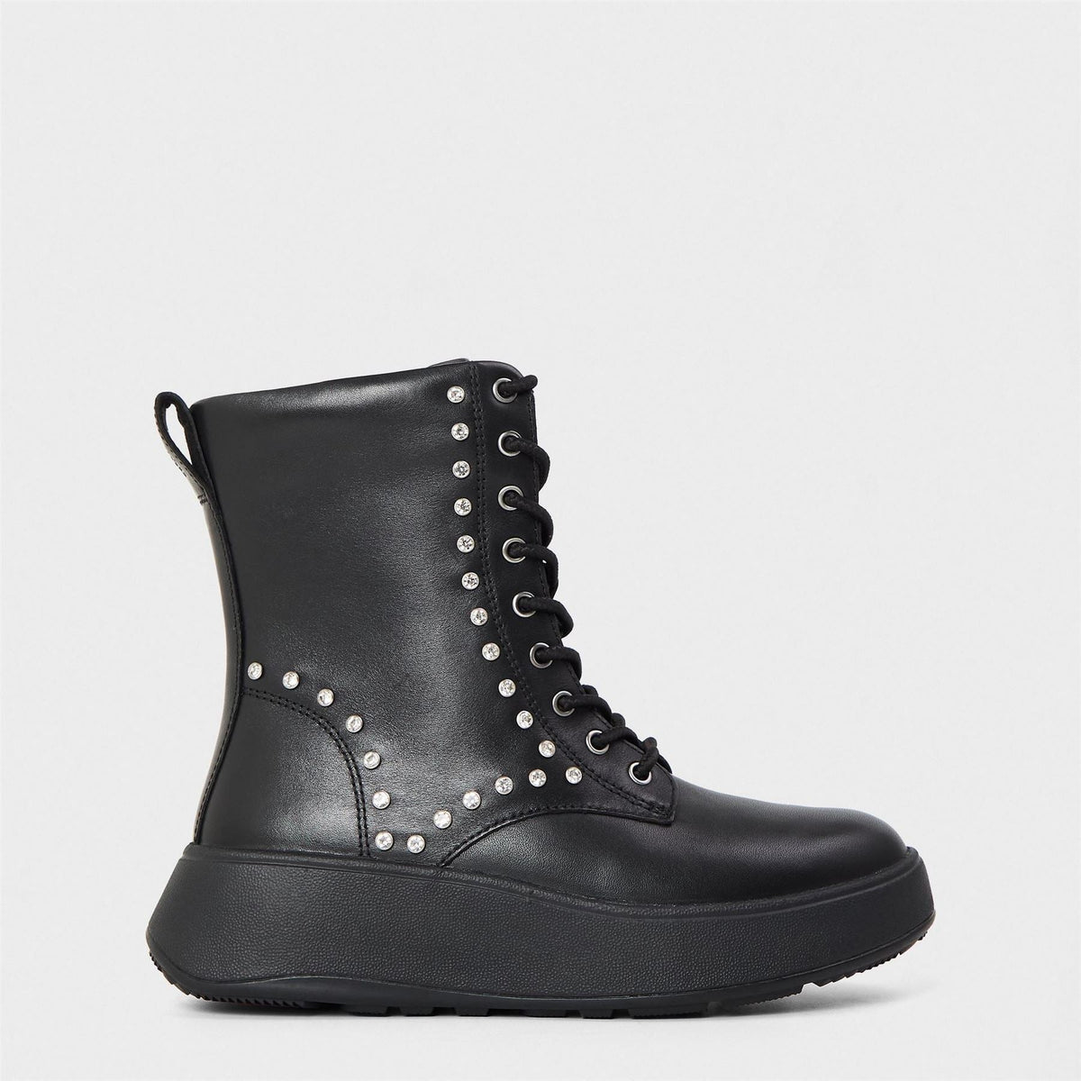 Fit Flop Gem Trim Combat Boots with Lace-Up Closure