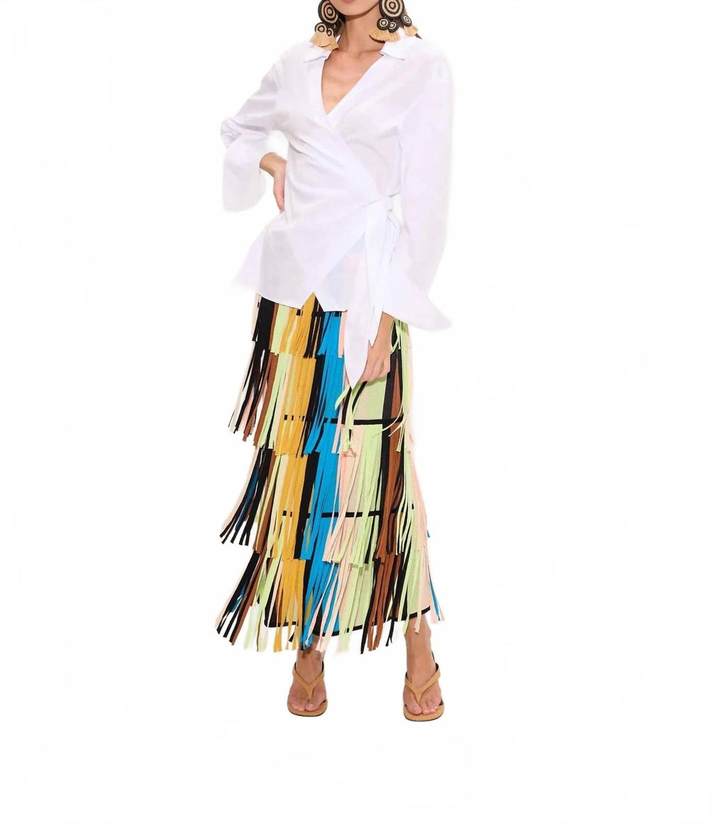 Anya Poplin Wrap Top In Macadamia White