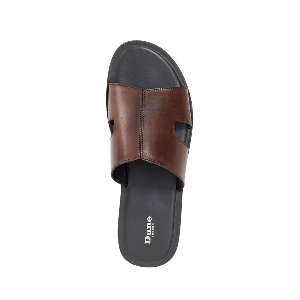 Dune Men's Itos Leather Flat Sandals Open Toe Flat Sandals