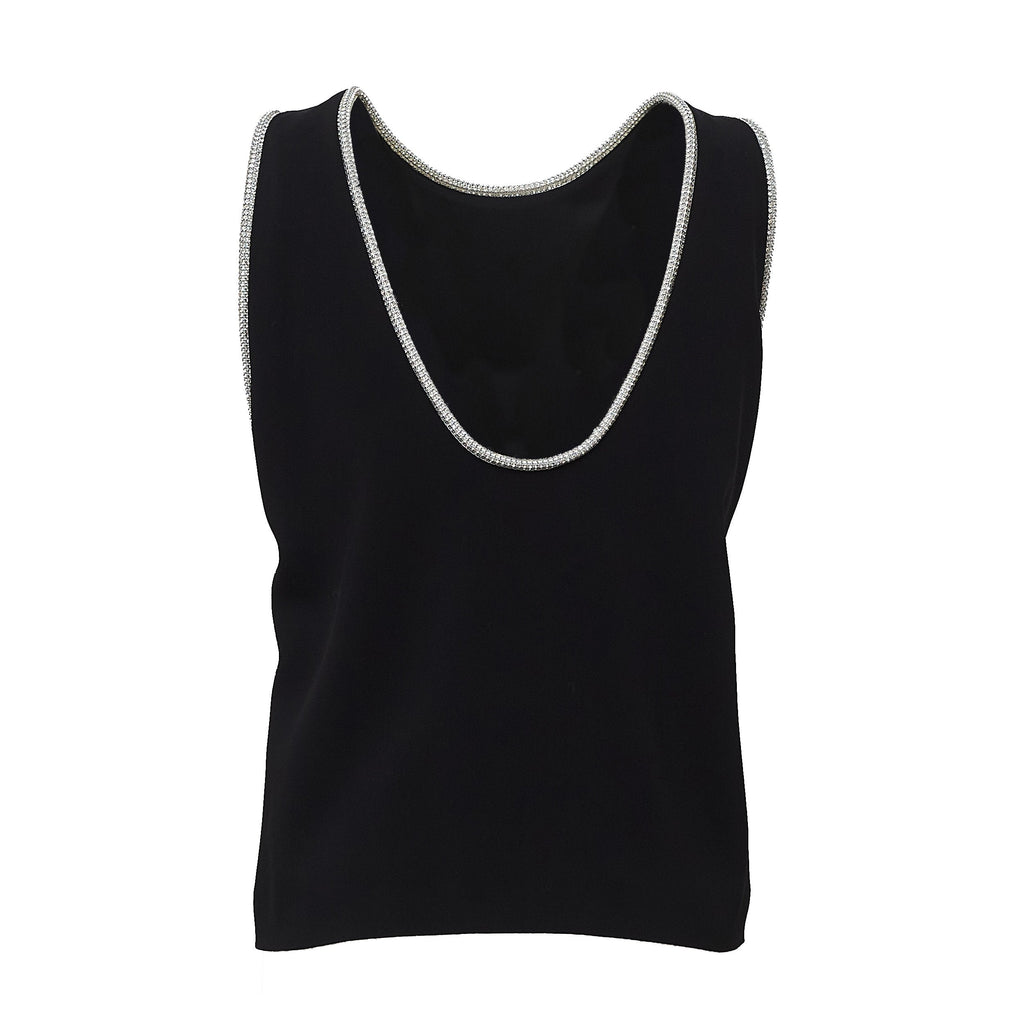 Viscose Cady Rhinestone Sleeveless Tank Top