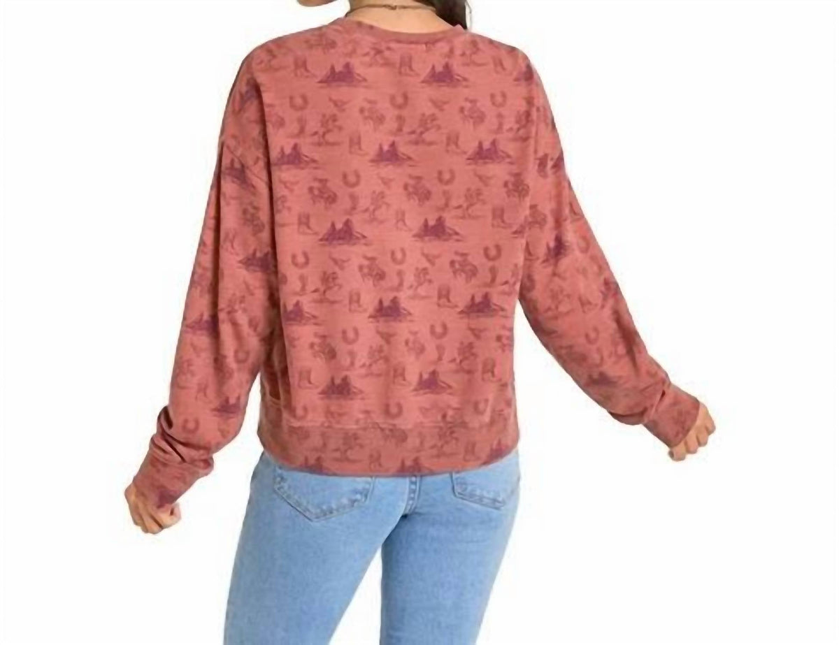 Conversational Pullover Sweatshirt In Rust