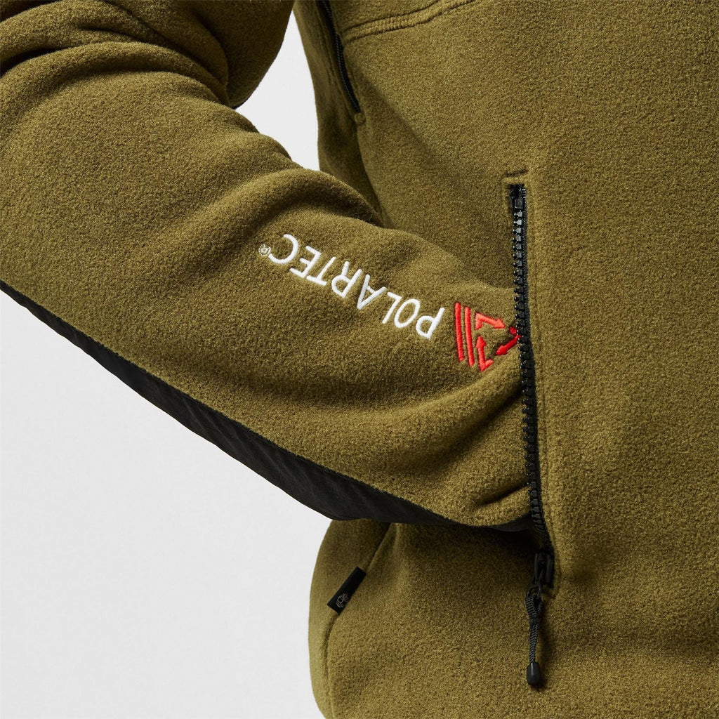 Timberland Polartec Mix Media Timberland Logo Zipped Pocket Ribbed Cuff Jacket