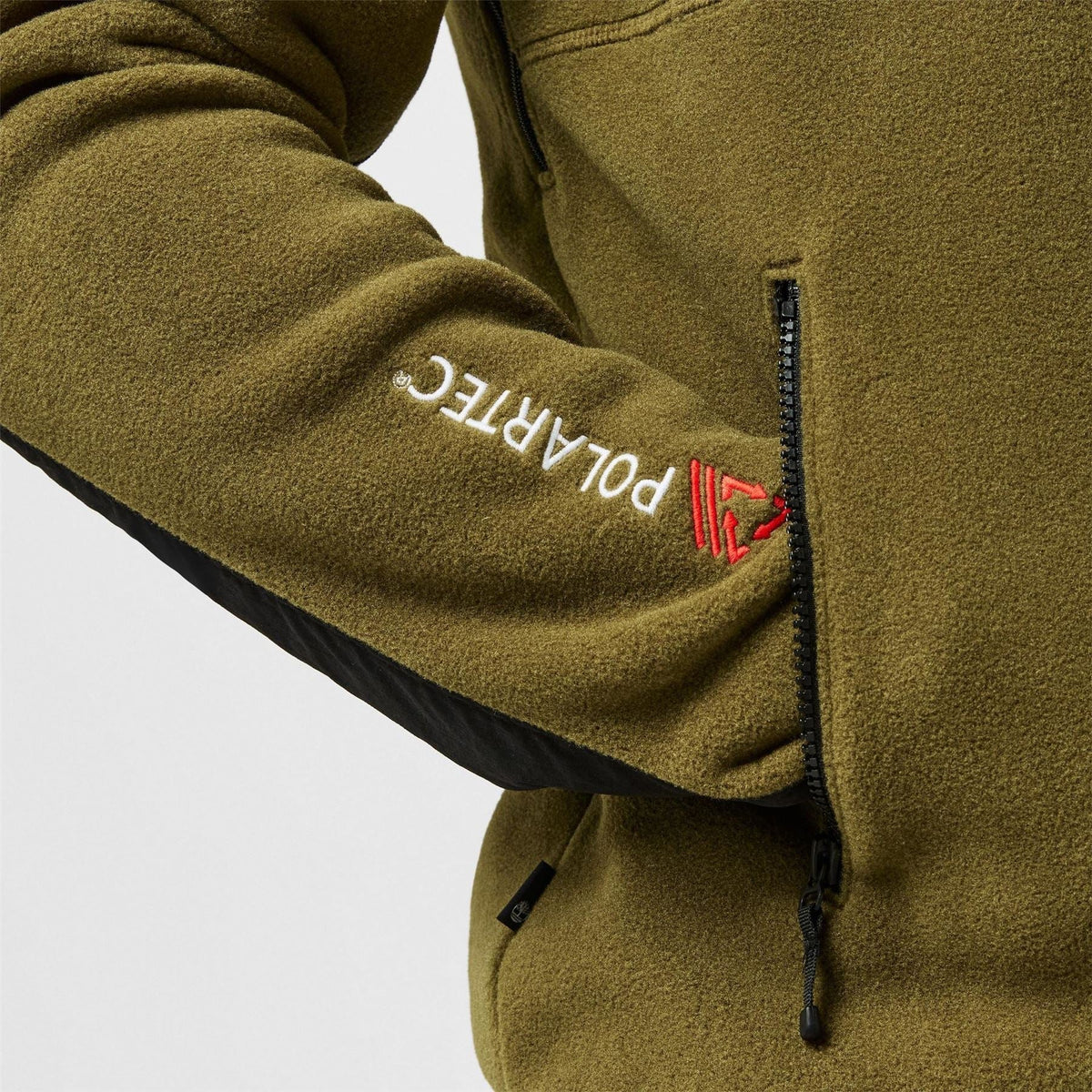 Timberland Polartec Mix Media Timberland Logo Zipped Pocket Ribbed Cuff Jacket